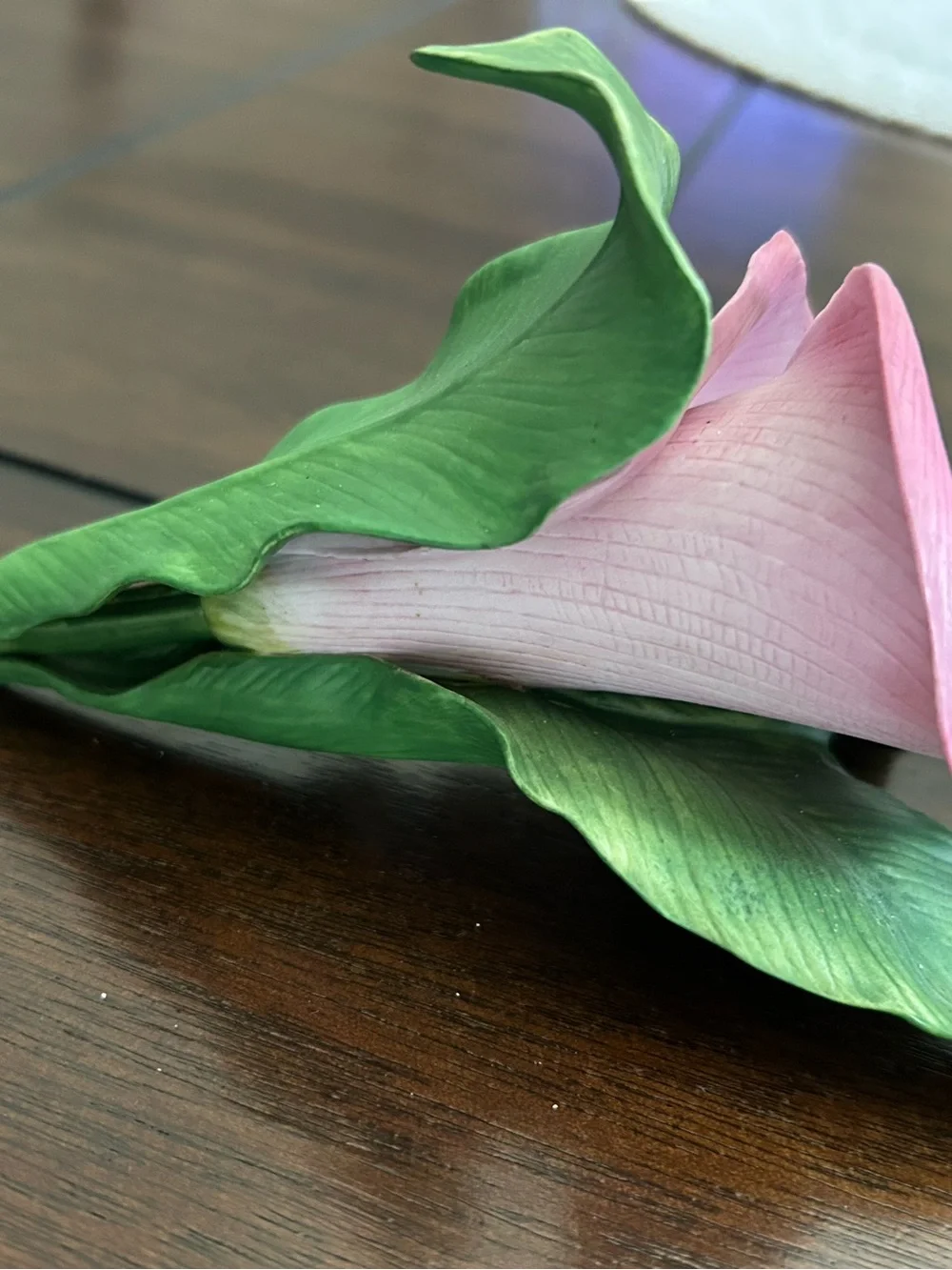 Lenox Pink Calla Lily Ceramic Floral Accent with Green Leaves